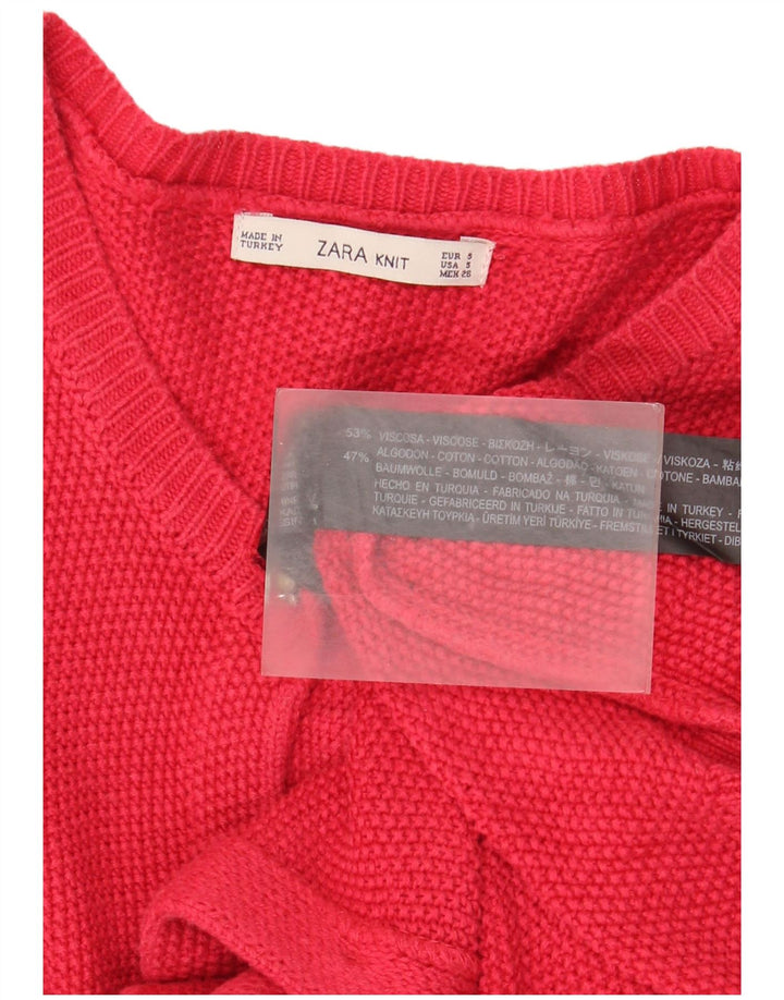 Zara Dame Cardigan Sweater UK 10 Lille rød viskose