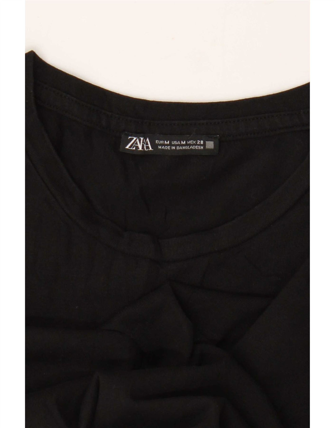 Zara Womens Crop T-Shirt Top UK 12 Medium Black