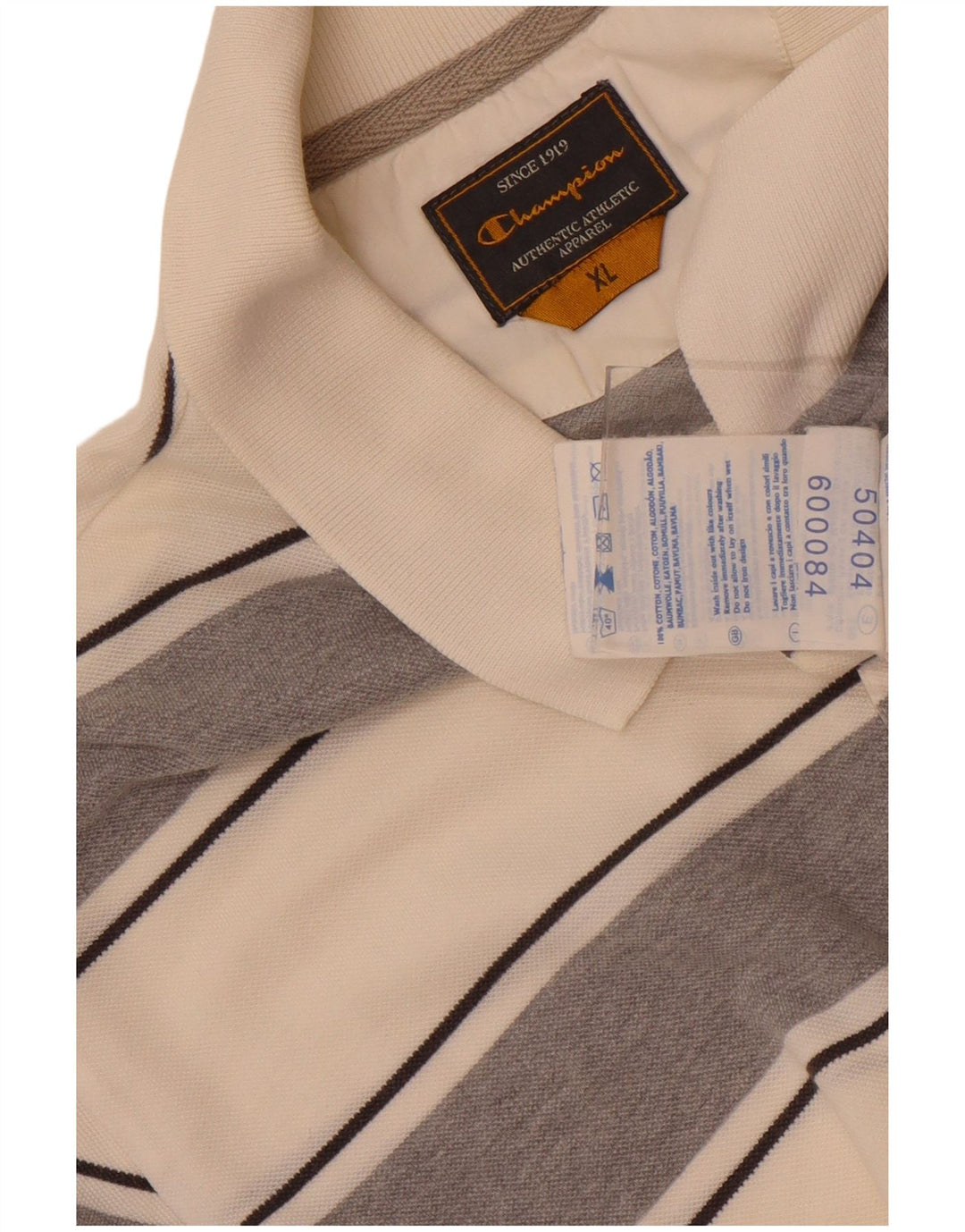 Champion herre poloshirt XL Hvidstribet bomuld