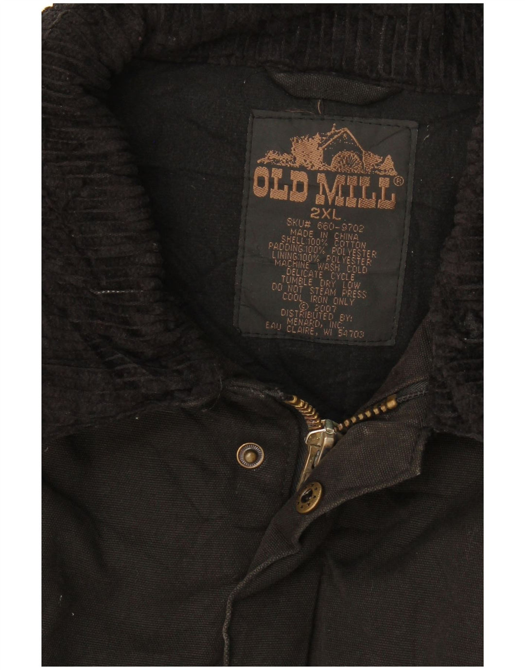 Old Mill Herre Windbreaker Jacket UK 44 2XL Sort Bomuld