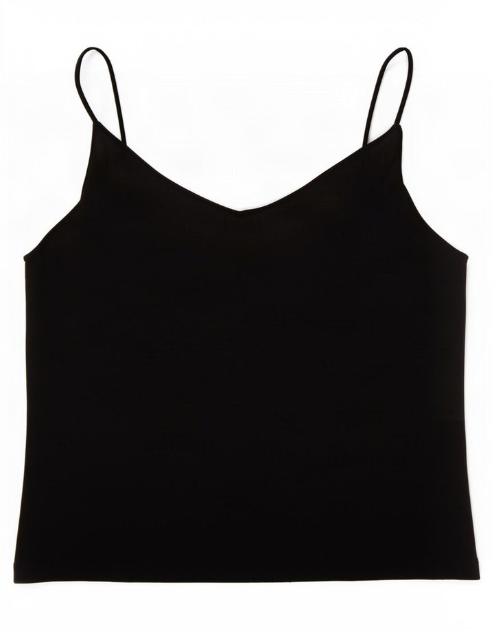 Marks & Spencer Dame Crop Cami Top UK 14 Medium Black Viscose