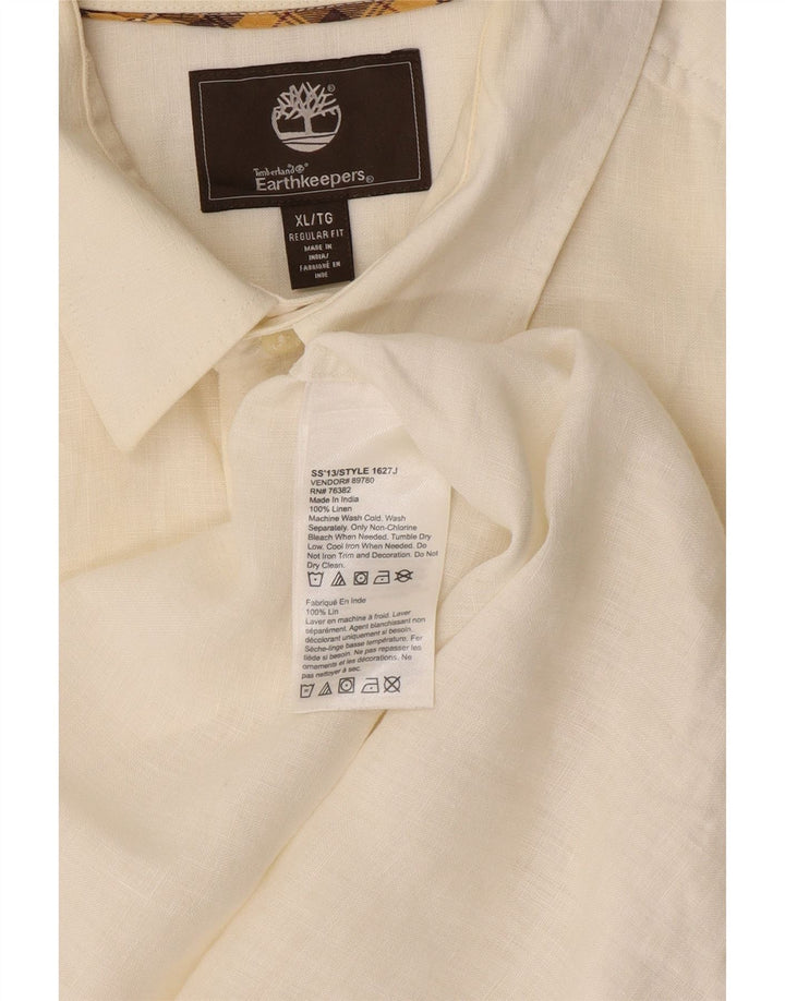 Timberland Herre kortærmet Regular Fit skjorte XL Off White Linned