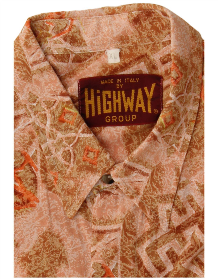 Vintage herreskjorte XL brun geometrisk