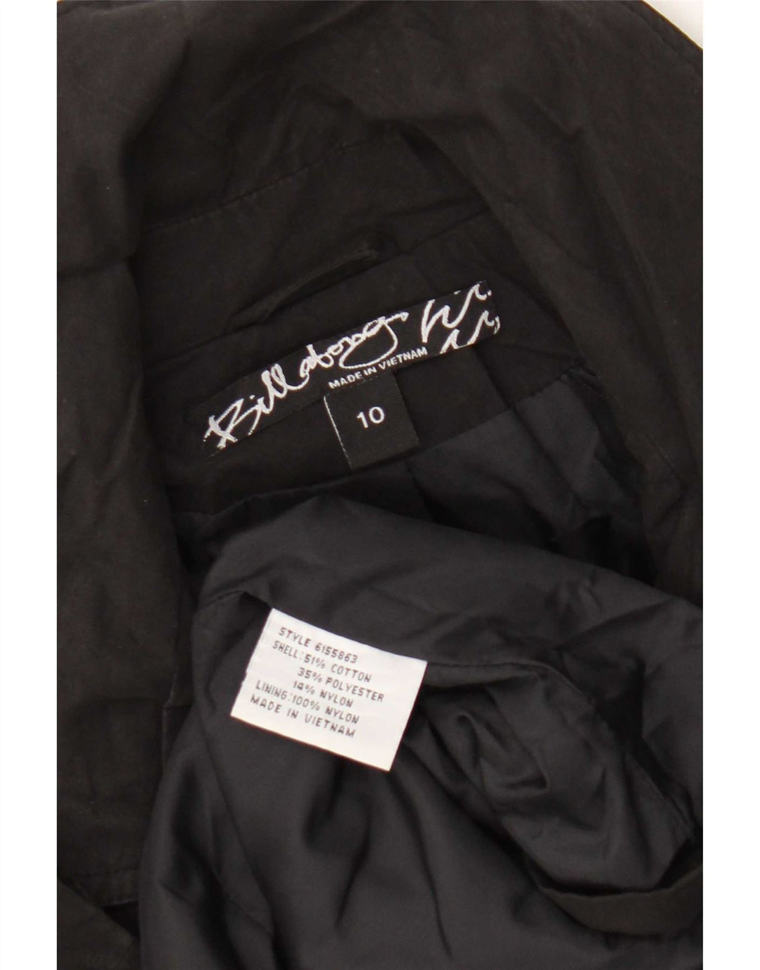 Billabong Dame Dobbeltradet Frakke UK 10 Small Black Bomuld
