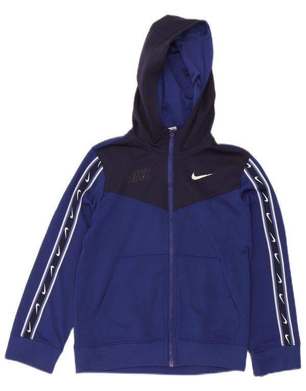 Nike Boys grafisk hættetrøje med lynlås 8-9 år Lille marineblå farveblok