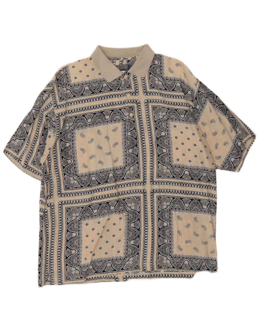 Alcatraz Kortærmet Herre Pullover Shirt Medium Beige Paisley Viscose