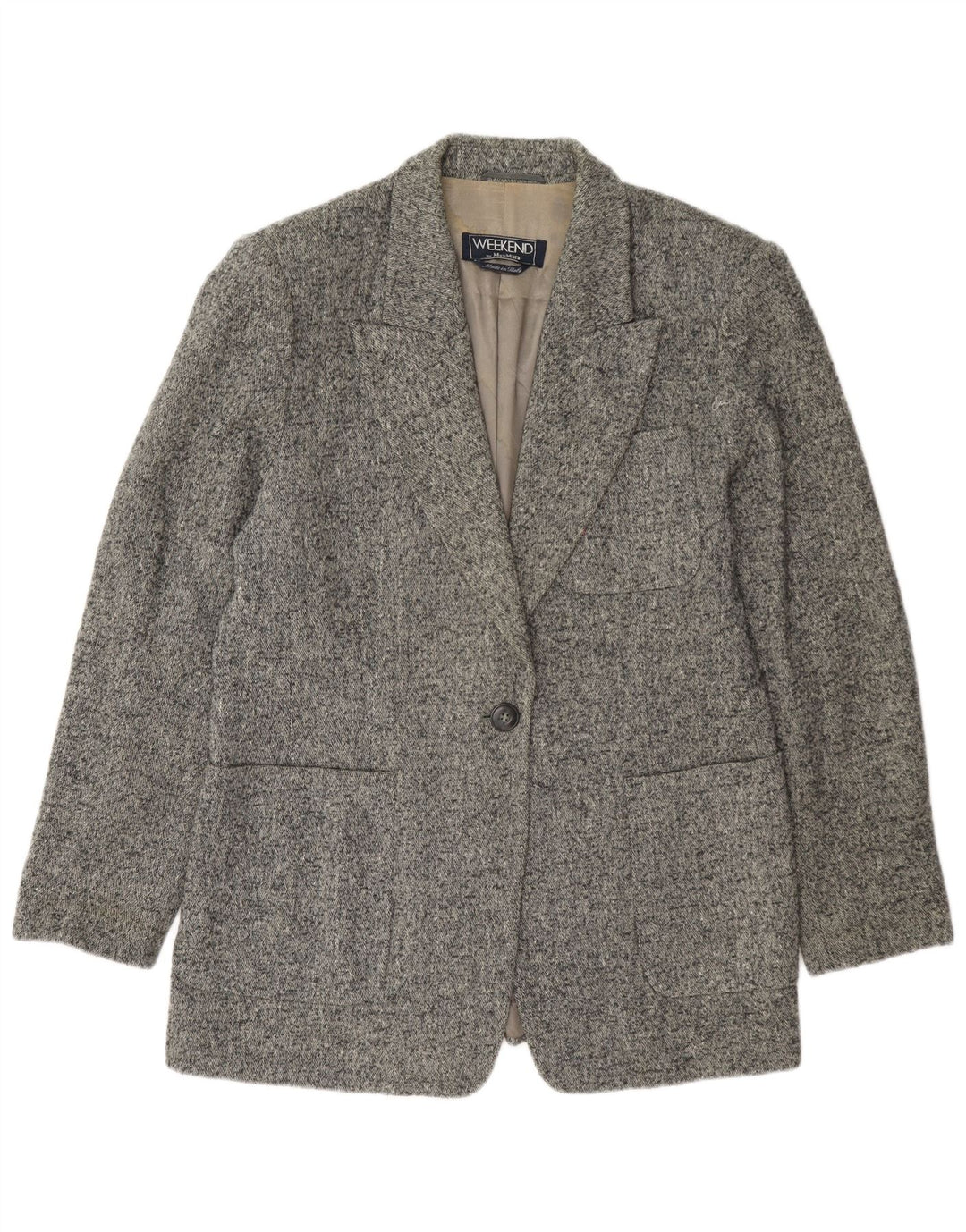 Max Mara Dame Weekend 1-knap blazerjakke UK 16 Large Grey Flecked