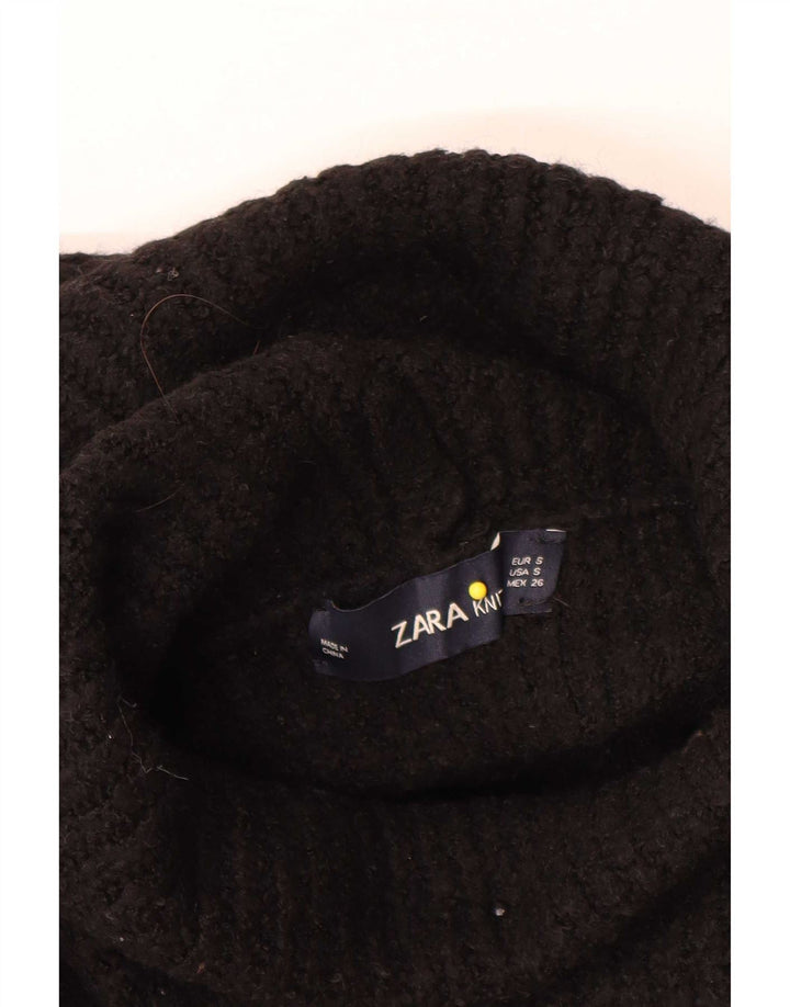 Zara Dame Oversized Roll Neck Jumper Sweater UK 10 Small Black Acryl