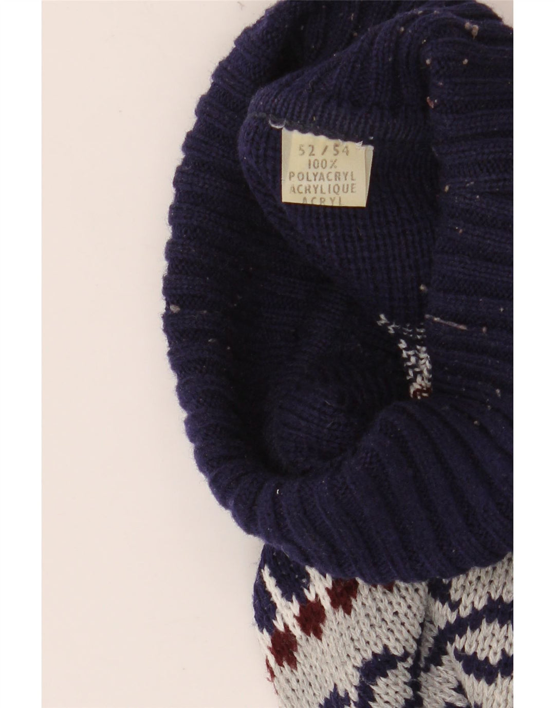 VINTAGE Herre rullehals sweater IT 52/54 Large Grey Fair Isle