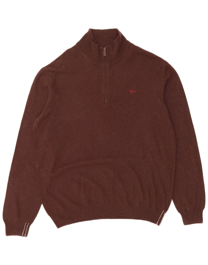 Marlboro Classics Herre Zip Neck Jumper Sweater 2XL Brun Uld
