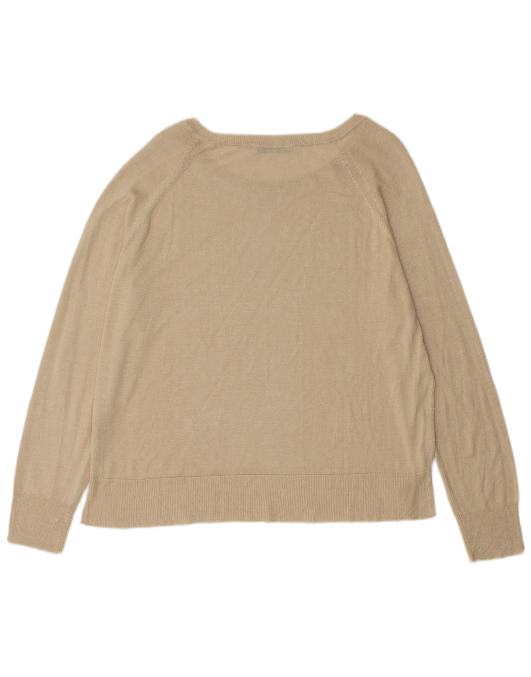 Zara Dame Boat Neck Jumper Sweater UK 14 Medium Beige Viscose