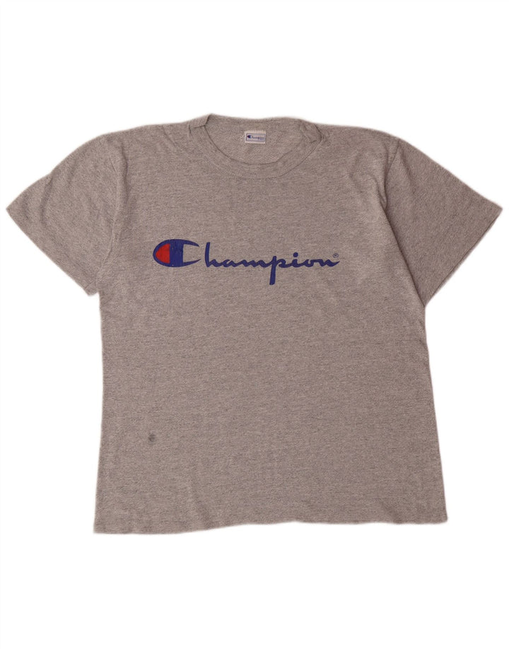 CHAMPION Herre grafisk T-shirt top mellemgrå flækket bomuld
