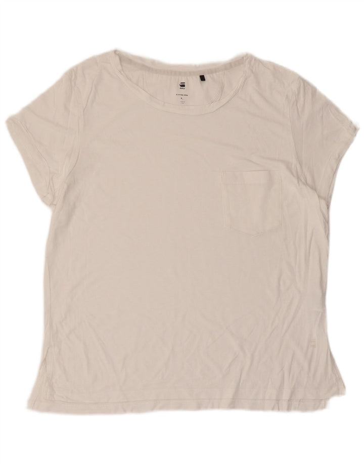 G-STAR Dame T-Shirt Top UK 14 Medium White Viscose