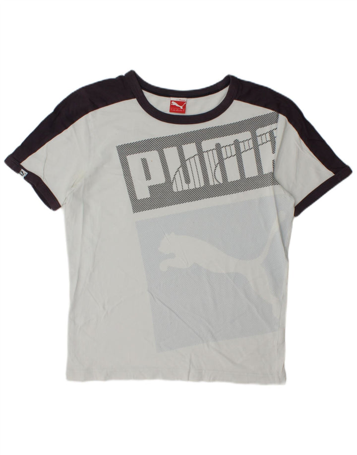 Puma Herre grafisk T-shirt Top Lille hvid Colourblock