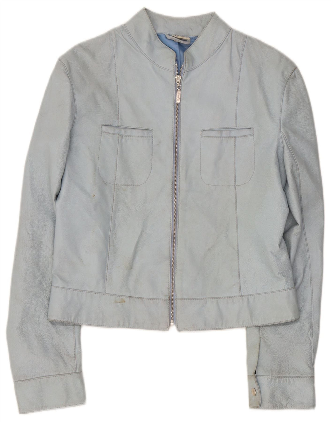 Vintage læderjakke til kvinder UK 14 Medium Blue Læder