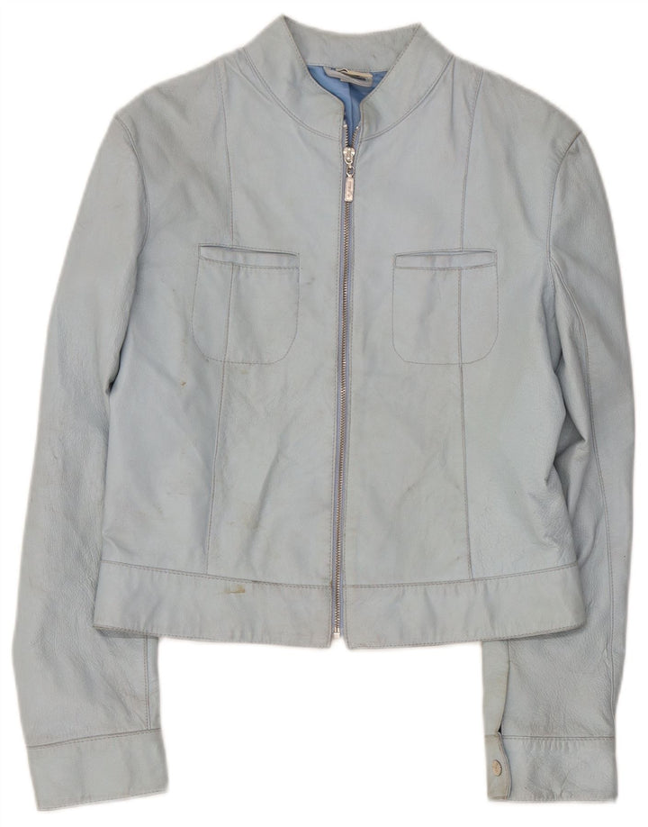Vintage læderjakke til kvinder UK 14 Medium Blue Læder