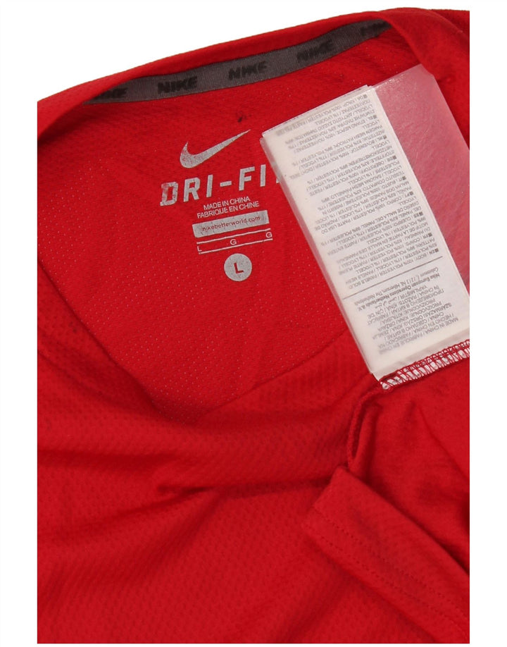 Nike Herre Dri Fit T-Shirt Top Stor Rød Colourblock Polyester