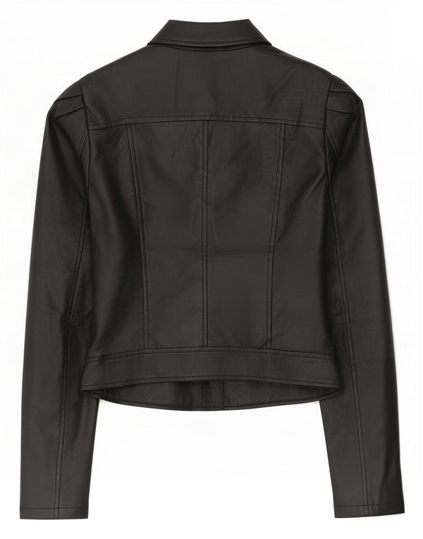 Lipsy Womens Biker-jakke i imiteret læder UK 8 Lille sort polyester