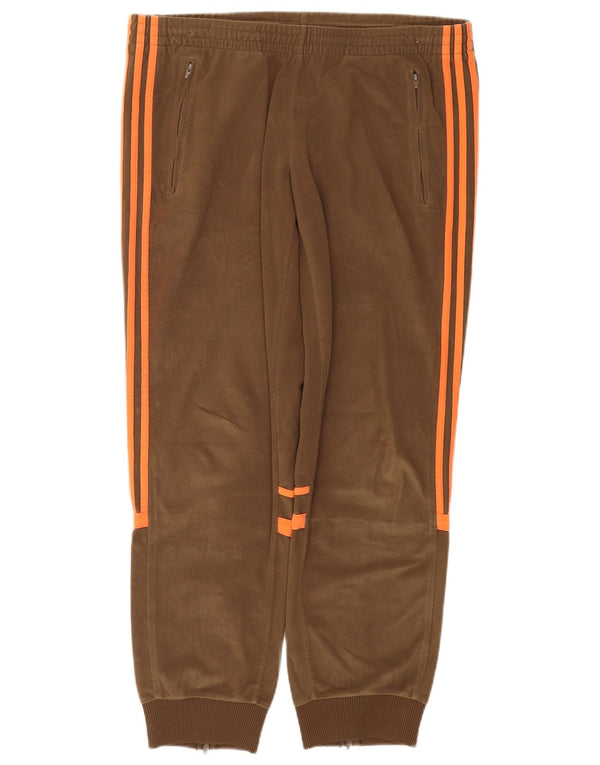 Adidas Dame Fleece Træningsdragt Bukser Joggers UK 16 Large Beige Polyester