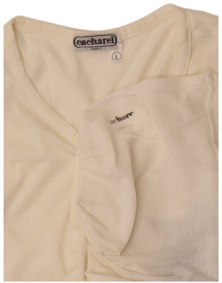 Cacharel Herre Grafisk T-Shirt Top Stor Hvid Colourblock Bomuld