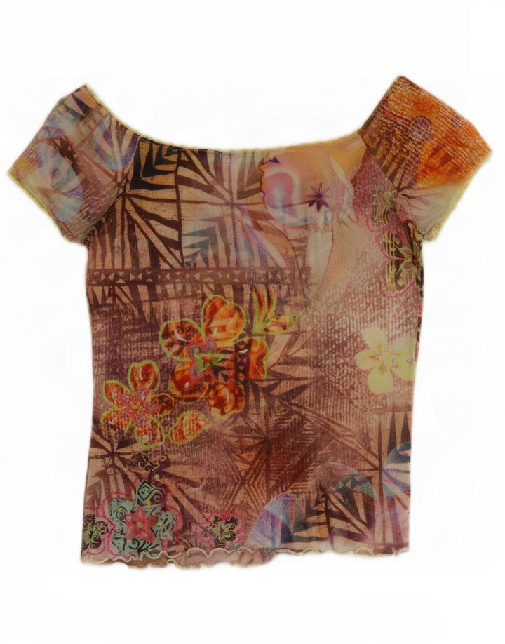 Muchacha Womens Off Shoulder Top UK 12 Medium Multicolored Floral