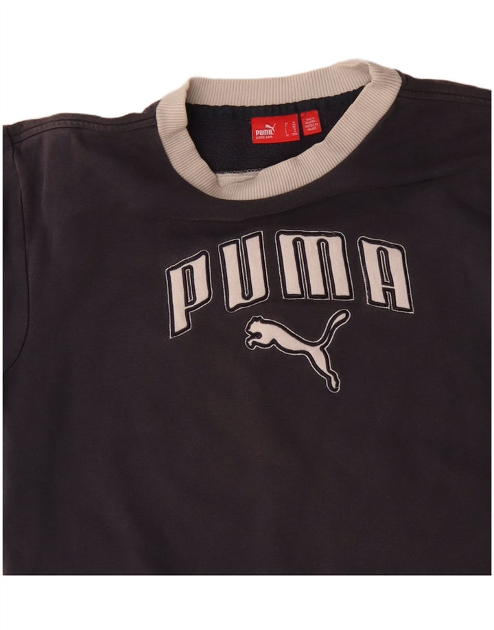 PUMA Boys Graphic Sweatshirt Jumper 13-14 Years Grey Colourblock Cotton