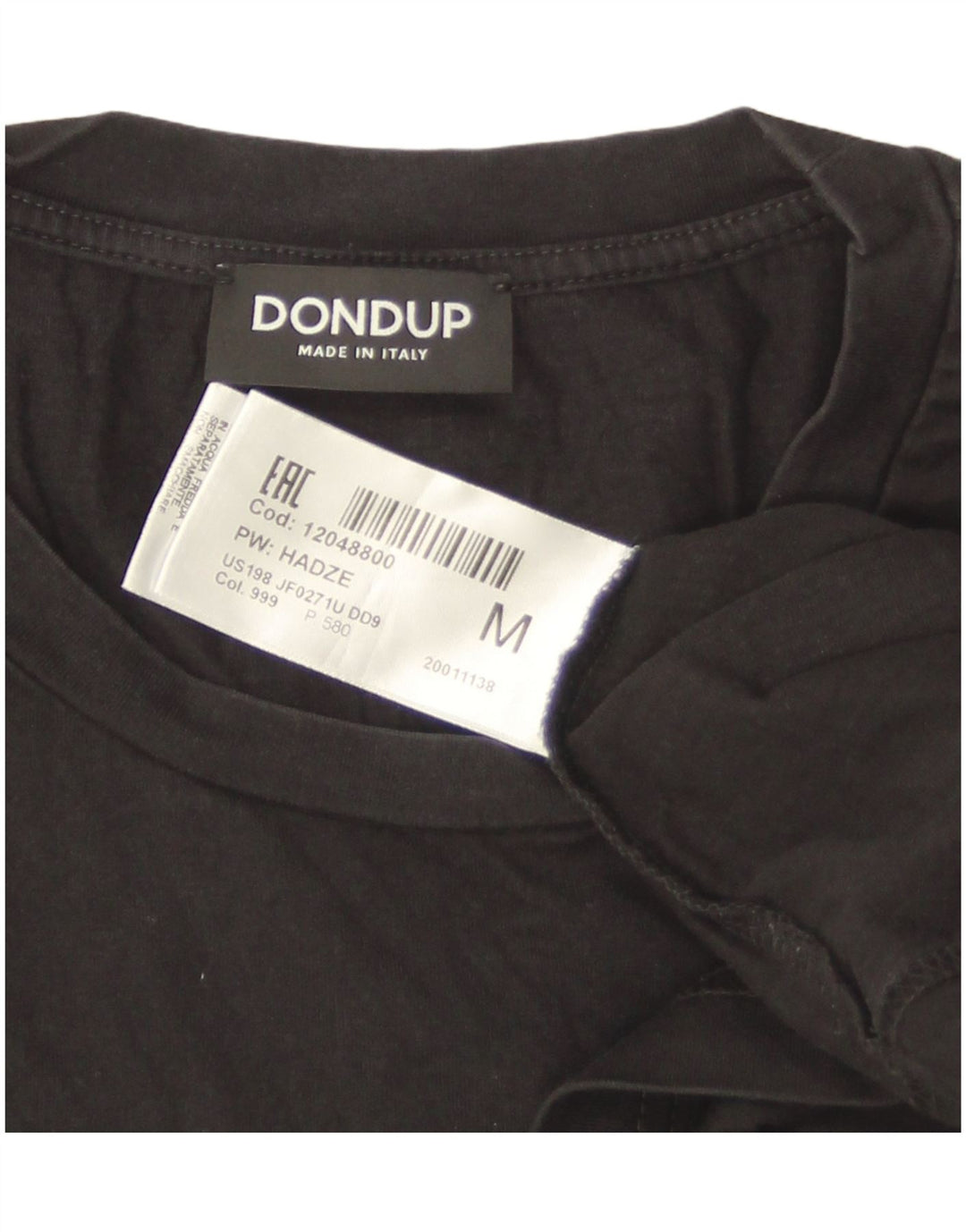 Dondup Herre T-Shirt Top Medium Sort Bomuld