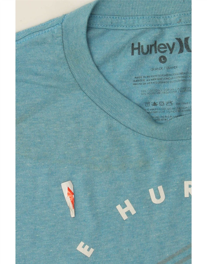 Hurley Herre Grafisk T-Shirt Top Stor Blå Bomuld