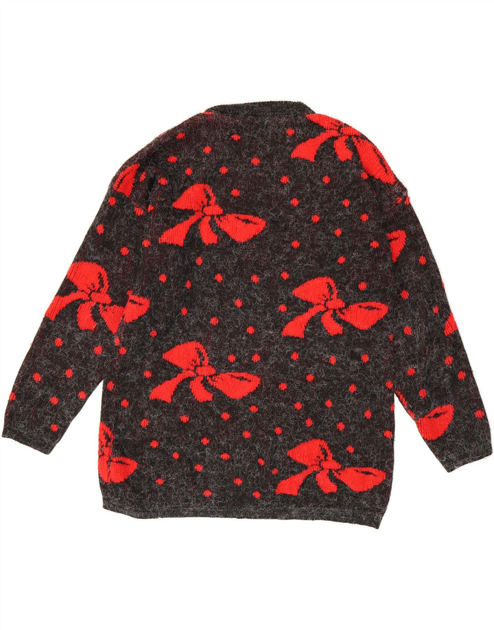 VINTAGE Womens Abstract Pattern Crew Neck Jumper Sweater UK 18 XL Black Vintage Vintage and Second-Hand Vintage from Messina Hembry 