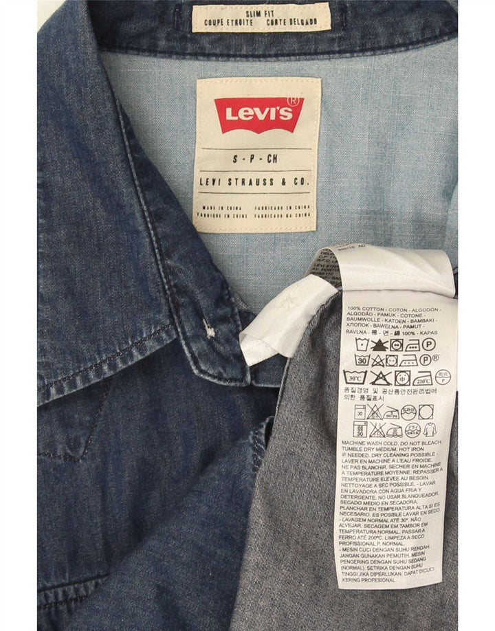 Levi's Slim Fit denimskjorte til mænd, lille marineblå bomuld