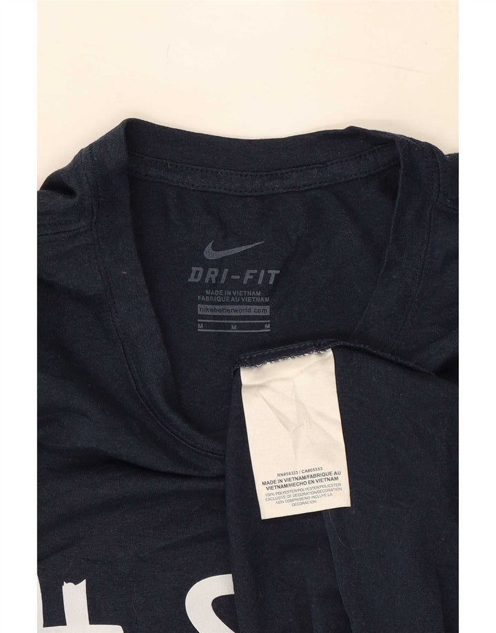Nike Herre Dri Fit grafisk T-shirt top mellem marineblå polyester