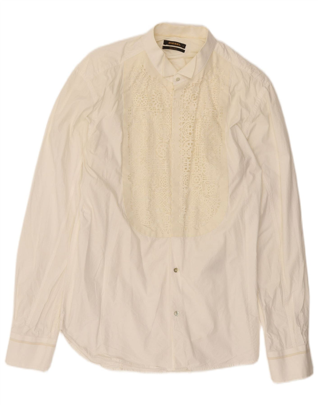 DIESEL Herre Tuxedo Shirt XL Hvid Geometrisk Bomuld