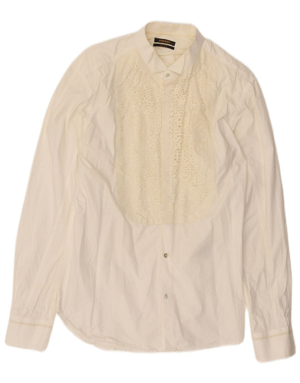 DIESEL Herre Tuxedo Shirt XL Hvid Geometrisk Bomuld