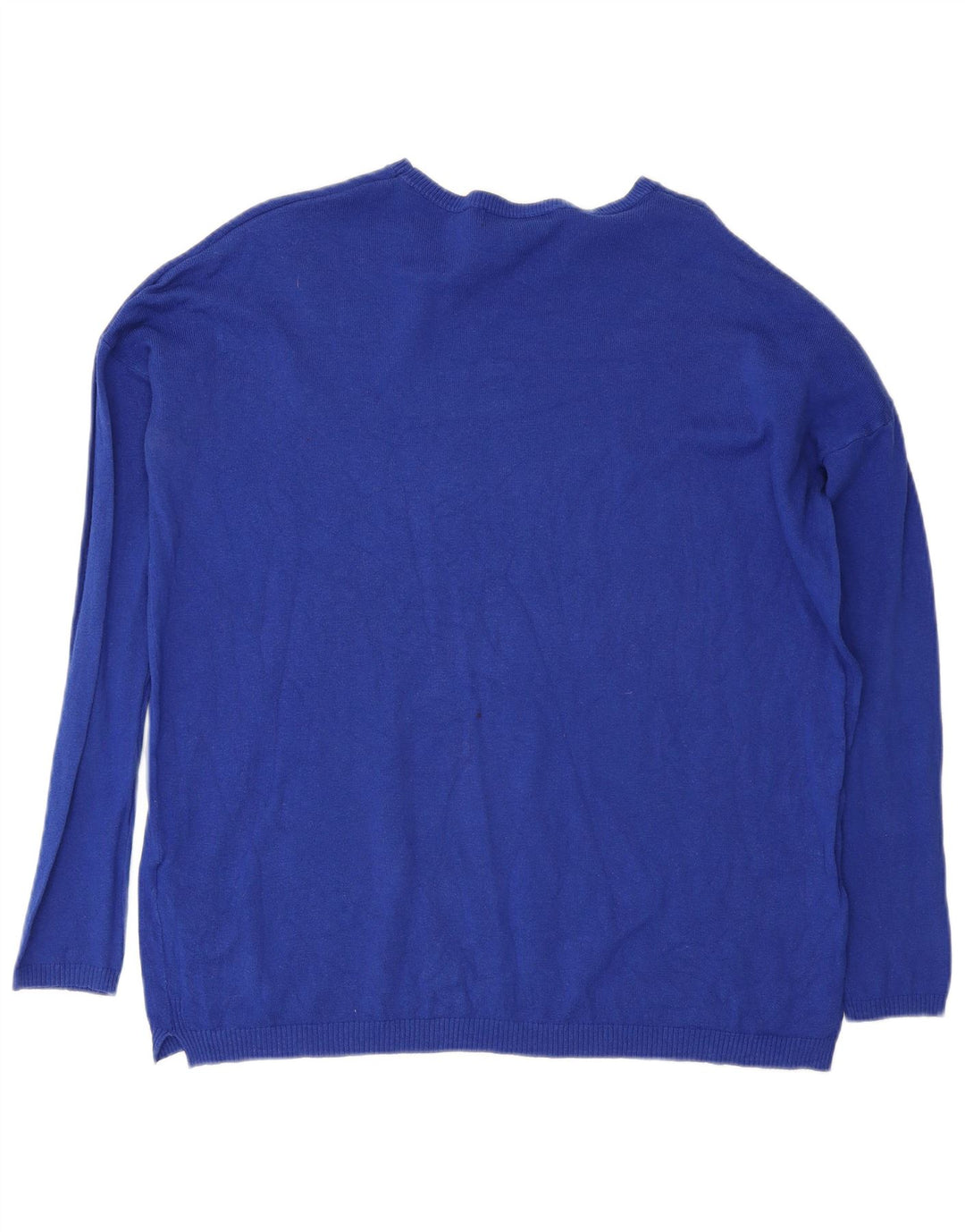 Zara Dame Oversized Boat Neck Jumper Sweater UK 14 Medium Blue Bomuld