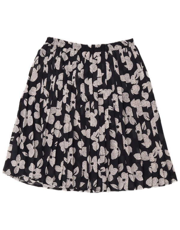 Vintage plisseret nederdel til kvinder W30 Medium Black Floral