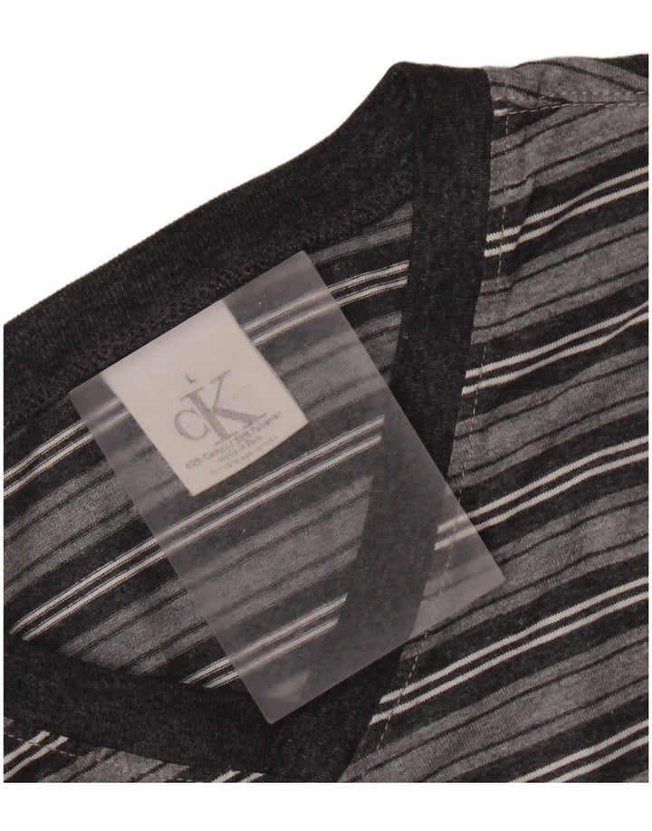 CALVIN KLEIN Herre T-shirt Top Stor grå stribet bomuld