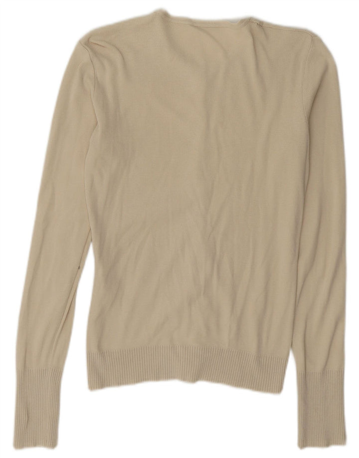 Benetton Dame Oversized Cardigan Sweater UK 10 Small Beige Bomuld