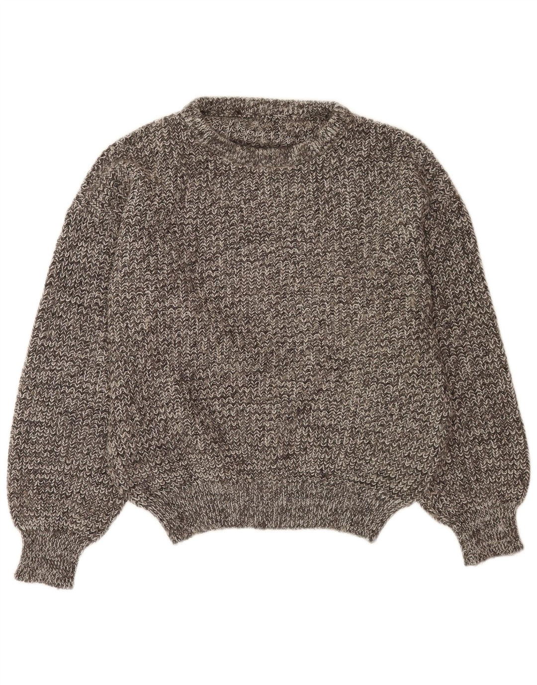 Vintage Herre Button Neck Jumper Sweater Stor Grå Flecked
