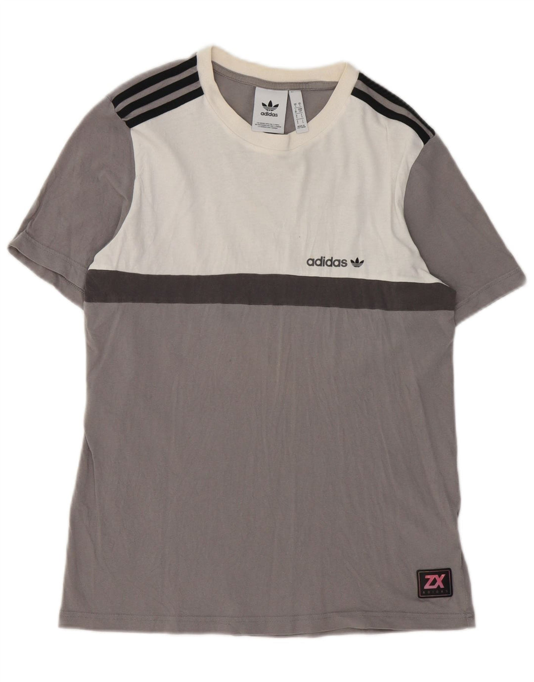 Adidas Herre T-Shirt Top Lille Grå Colourblock Bomuld