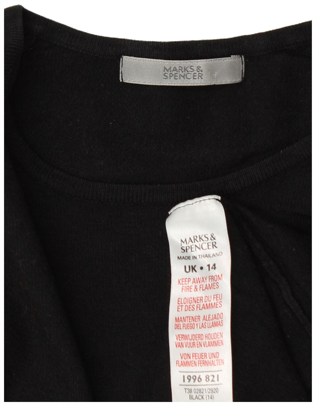 Marks & Spencer Dame Crop Boat Neck Jumper Sweater UK 14 Medium Black