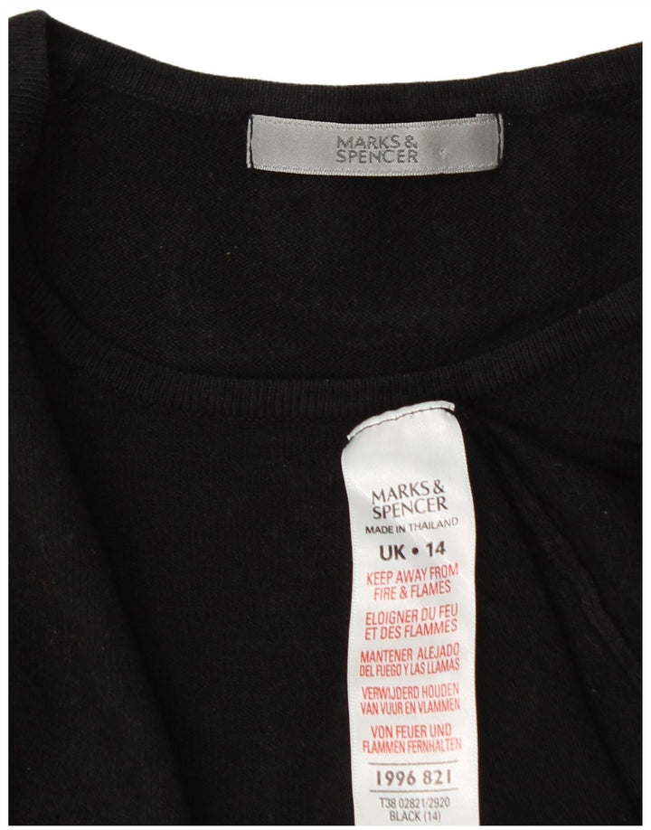 Marks & Spencer Dame Crop Boat Neck Jumper Sweater UK 14 Medium Black