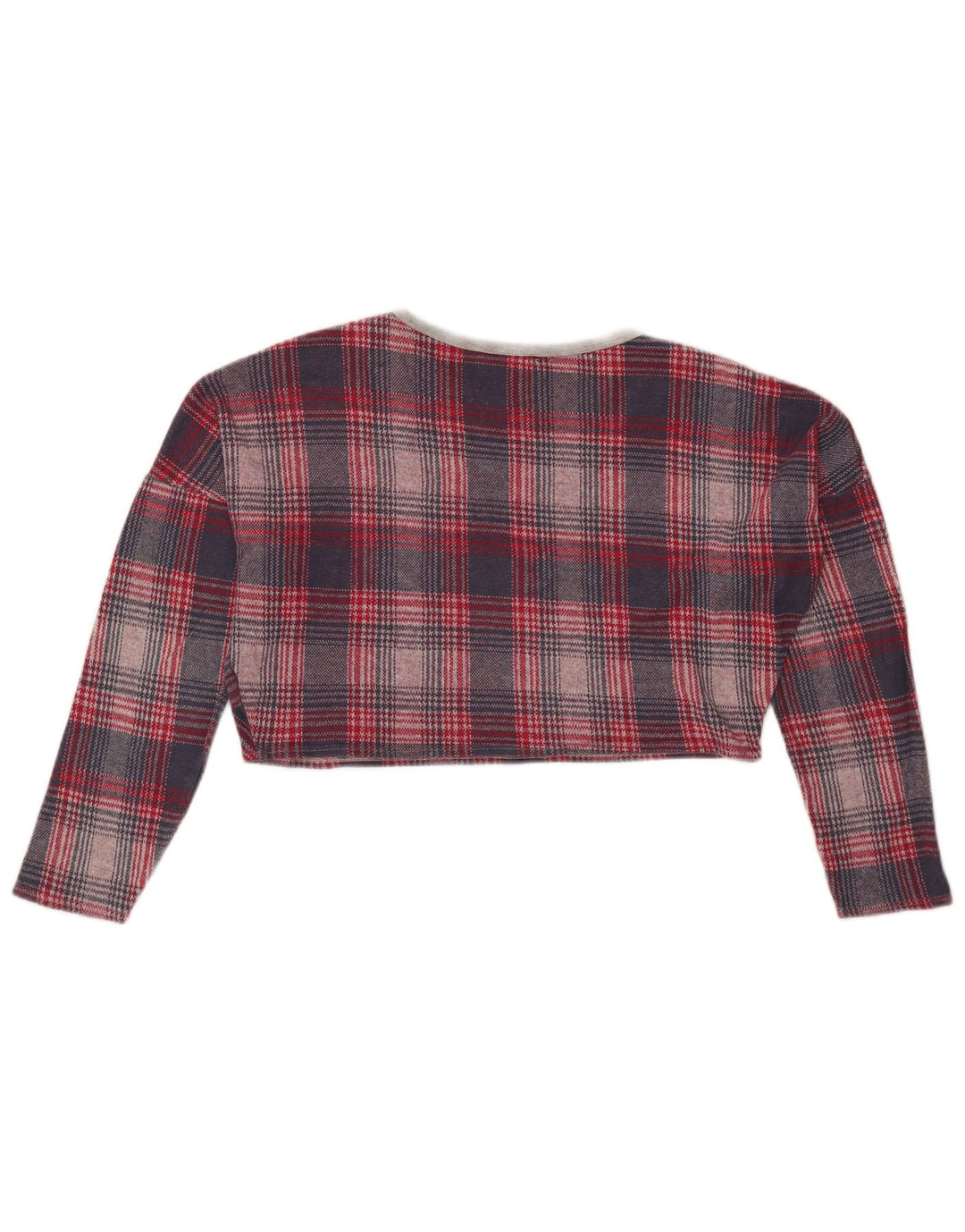 Topshop Womens Crop Oversized Top Langærmet UK 8 Small Red Houndstooth