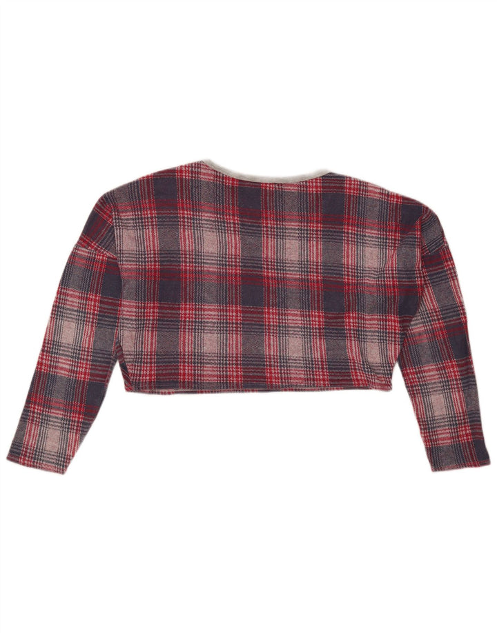 Topshop Womens Crop Oversized Top Langærmet UK 8 Small Red Houndstooth