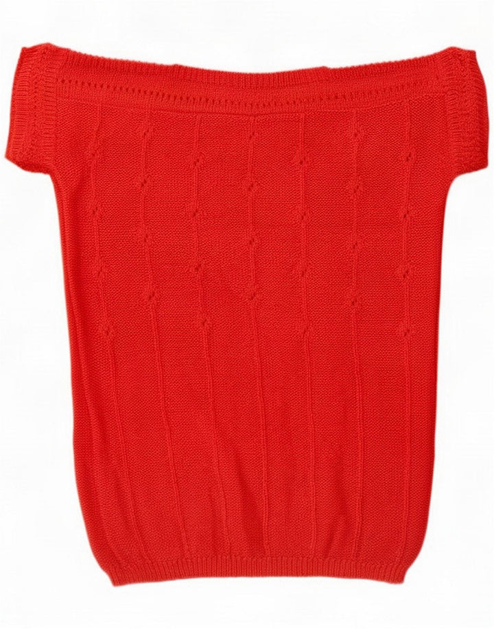 Vintage Dame Pullover Bluse Top UK 10 Small Red