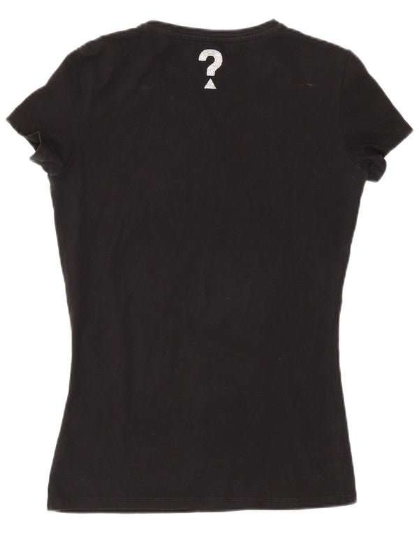 Guess Grafisk T-shirt top til kvinder UK 6 XS Sort bomuld