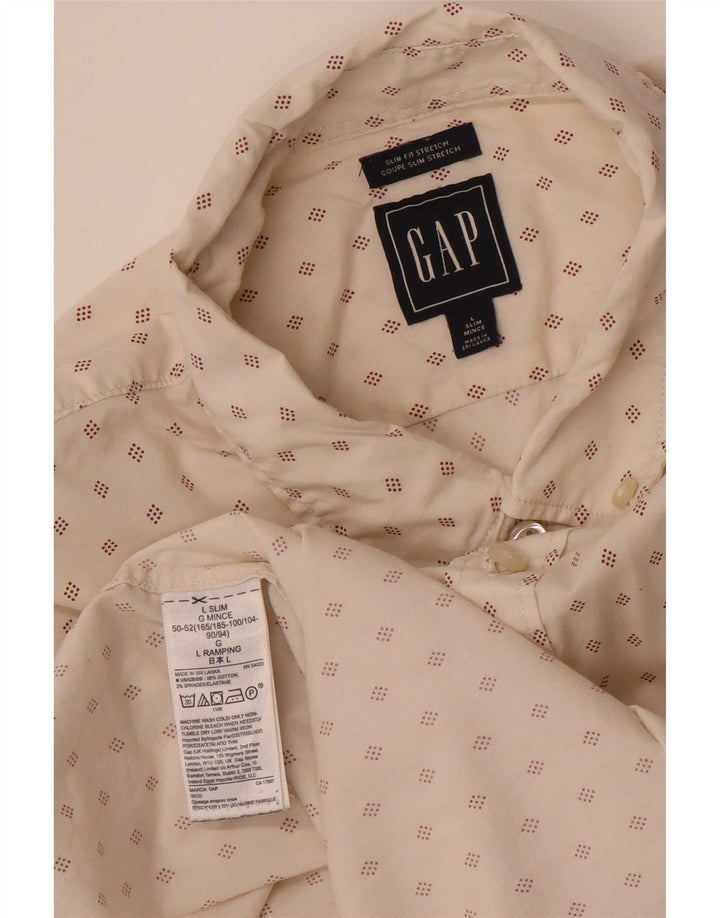 Gap Herre Slim Fit skjorte Stor hvid geometrisk bomuld