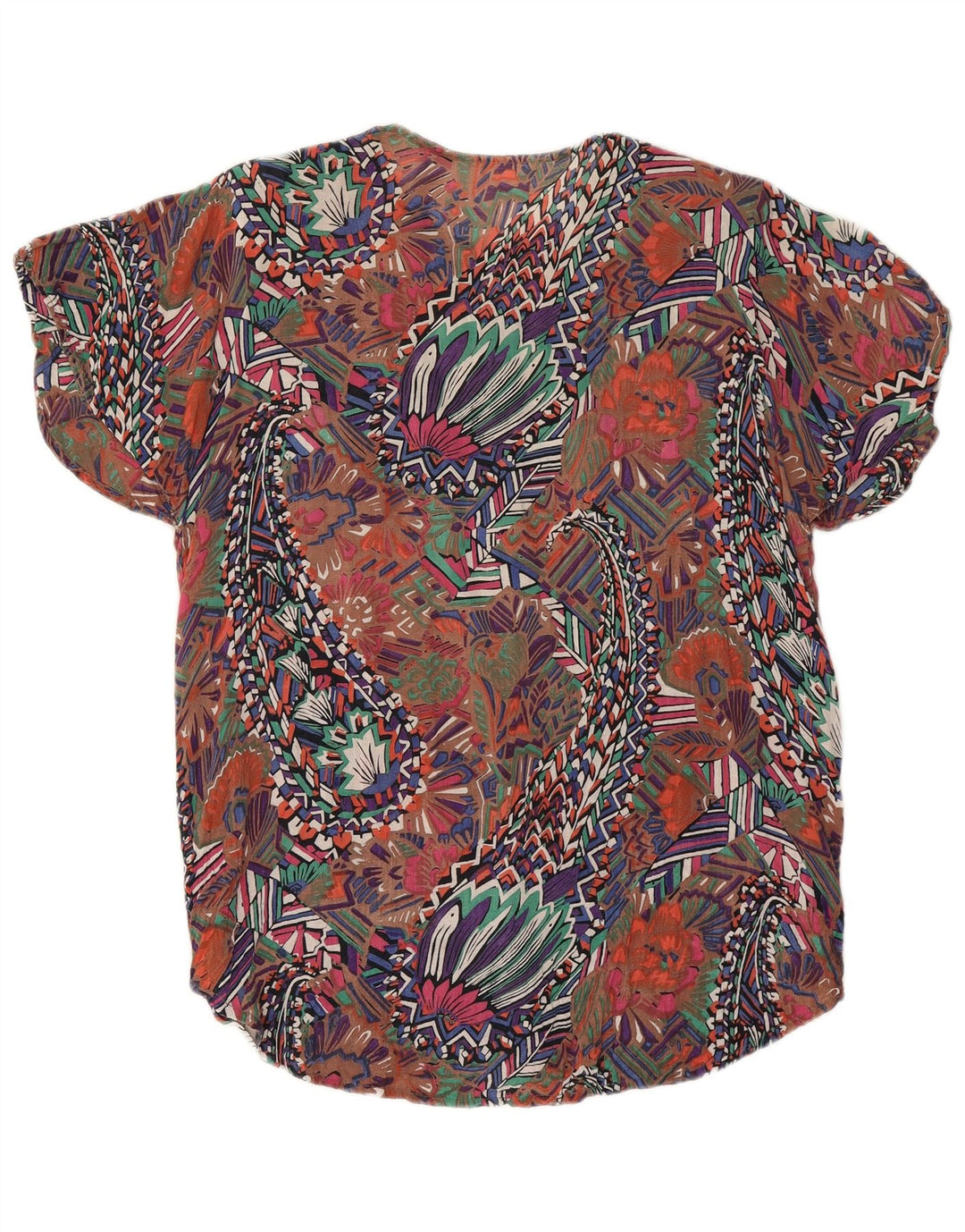 Vintage kvinders abstrakt mønster skjorte bluse UK 14 Large Multicolor