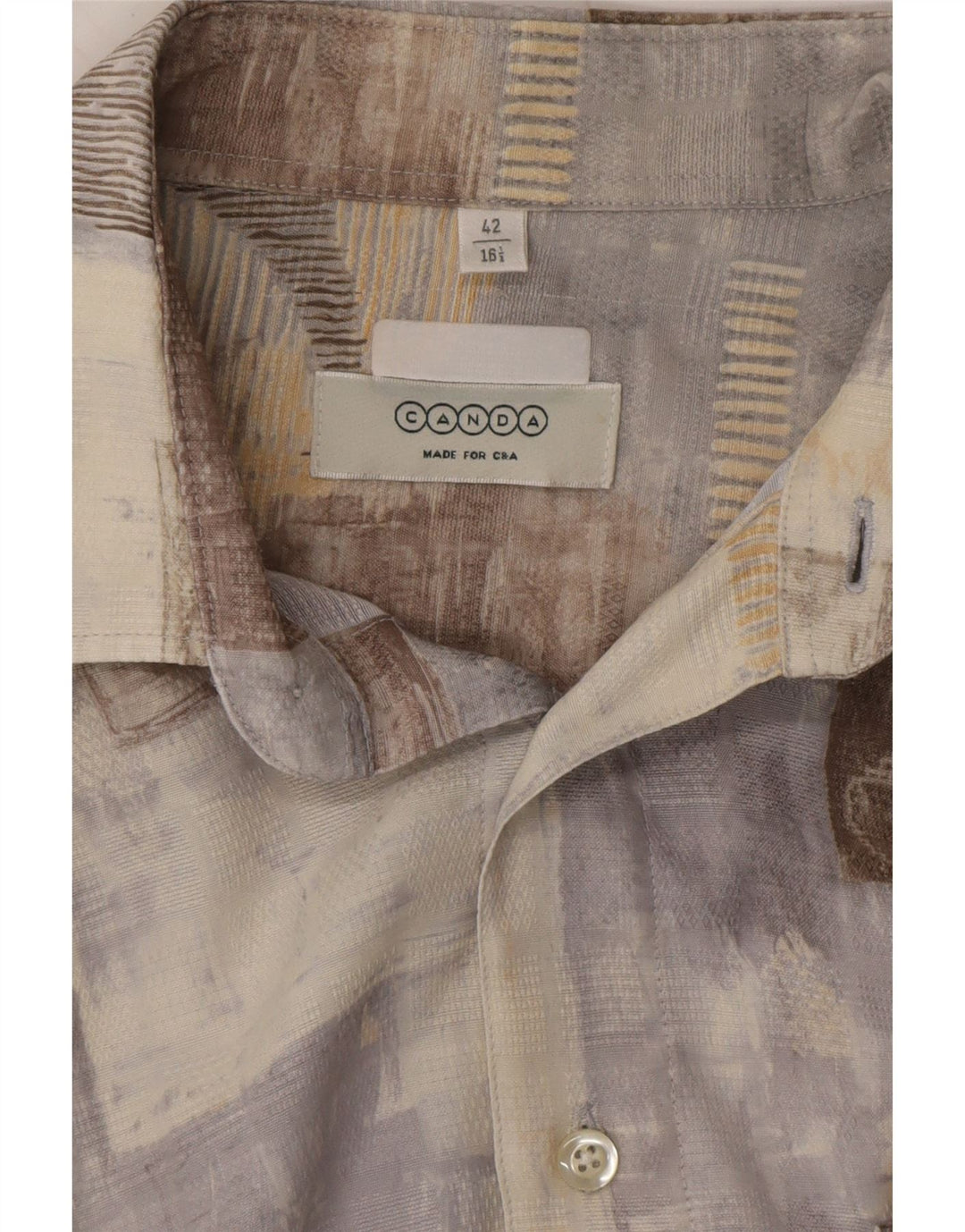 CANDA Mens Short Sleeve Shirt Size 42 16 1/2 Large Multicoloured Patchwork Vintage Canda and Second-Hand Canda from Messina Hembry 