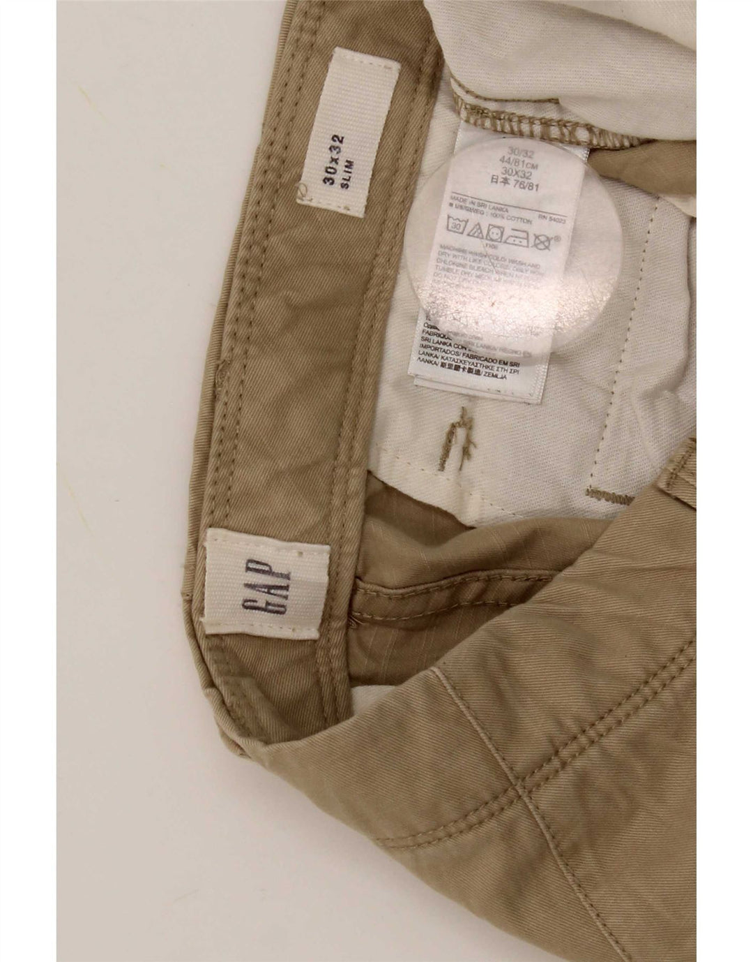 Gap Herre Slim Chino Bukser W30 L32 Beige Bomuld