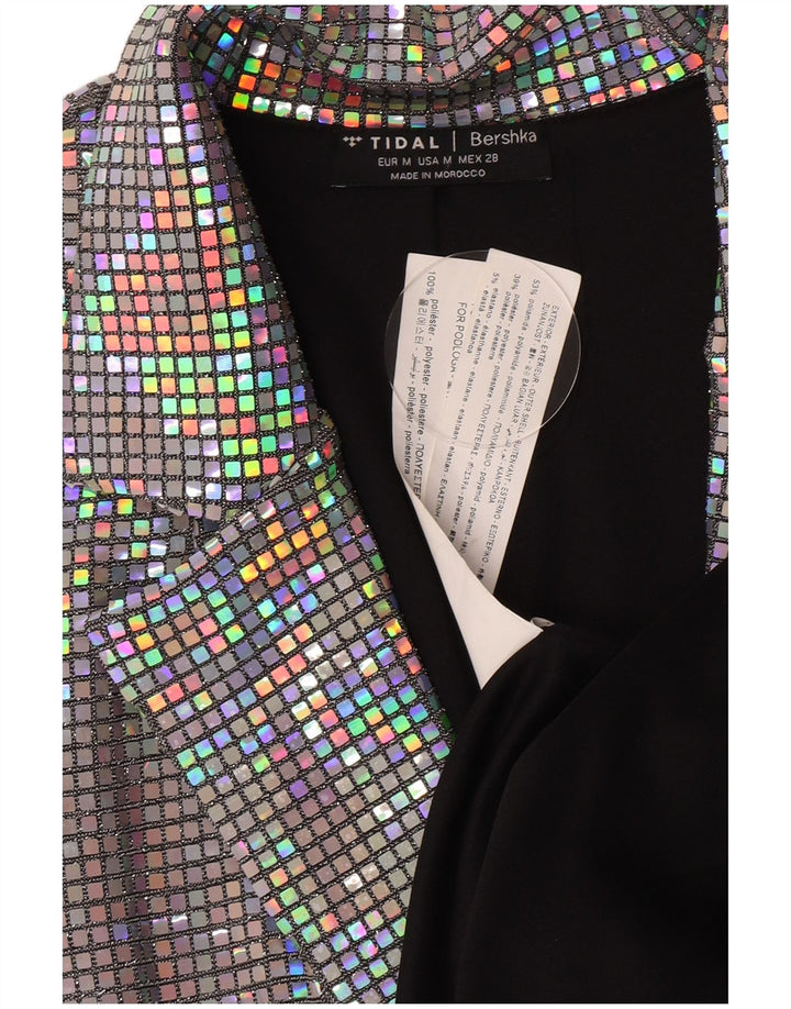 Bershka Dame Longline Blazer Jacket UK 12 Medium Flerfarvet polyamid